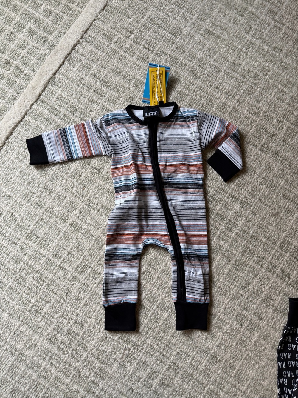 Little Rad Things Baby Zip Rompers - Striped + RAD Print - Picture 3 of 3
